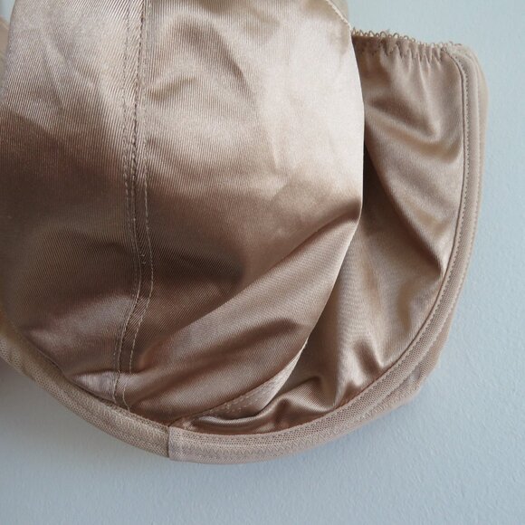 ELOMI Cate Full Cup Banded Bra in Hazel Plus Size Satin Neutral - Size 38K - Picture 8 of 15